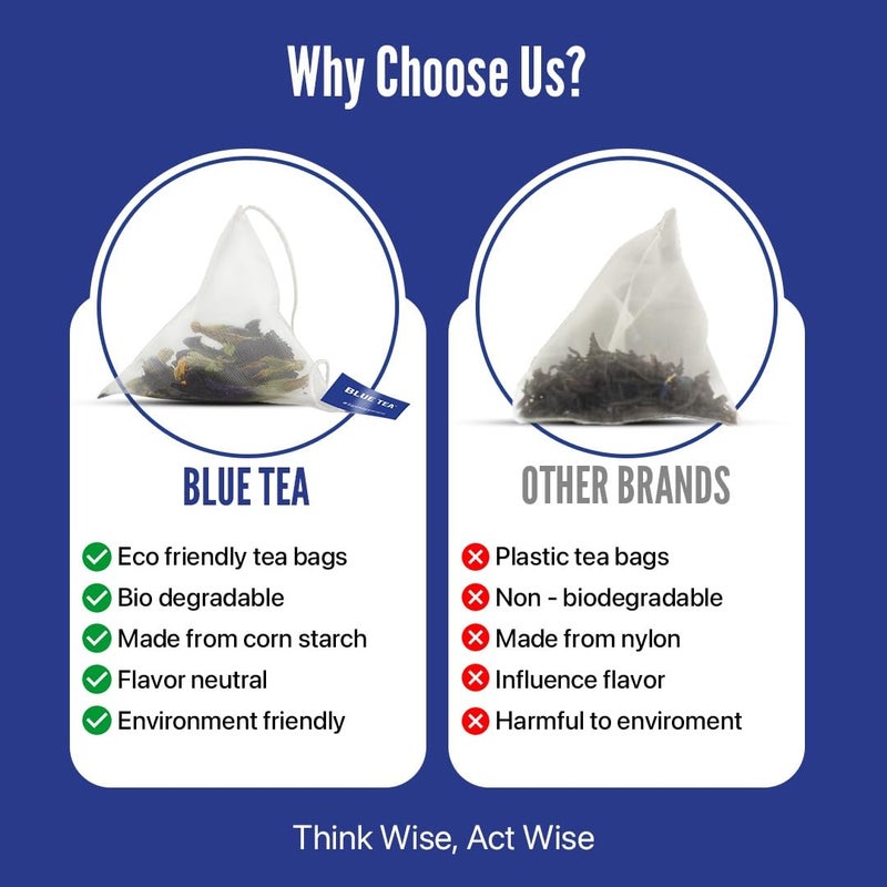 BLUE TEA - Indian Chai Masala - 12 Count - Pyramid Plant Based Tea Bag | Butterfly Pea Flower | Flower & Indian Spices Based | Caffeine Free - Detox Tea - Herbal Tea - Non Bitter | Gifts Box - Image 5